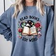 Read Books Be Kind Stay Weird Dragon Book Lover Comfort Colors Sweatshirt Denim