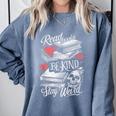 Read Books Be Kind Stay Weird Skeleton Heart Reading Alt Comfort Colors Sweatshirt Denim Read Books Be Kind Stay Weird Skeleton Heart Reading Alt Comfort Colors Sweatshirt Denim