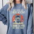 i Read Books And i Know Things Cat Reading Cat Coffee Books Comfort Colors Sweatshirt Denim