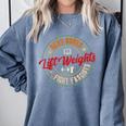 Read Books Lift Weights Fight Fascists Reading Lover Bookish Comfort Colors Sweatshirt Denim Read Books Lift Weights Fight Fascists Reading Lover Bookish Comfort Colors Sweatshirt Denim