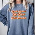Read Books Lift Weights Fight Fascists Retro Reading Comfort Colors Sweatshirt Denim