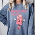 Read 'Em Western Cowgirl Retro Groovy Reading Books Comfort Colors Sweatshirt Denim Read 'Em Western Cowgirl Retro Groovy Reading Books Comfort Colors Sweatshirt Denim