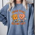 Read Your Heart Out Teacher Valentines Reading Book Love Comfort Colors Sweatshirt Denim