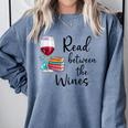Read Between The Wines Im Just a Girl Who Loves Books & Wine Comfort Colors Sweatshirt Denim Read Between The Wines Im Just a Girl Who Loves Books & Wine Comfort Colors Sweatshirt Denim