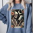The Reader Tarot Card Skeleton Reading Book Bookworm Bookish Comfort Colors Sweatshirt Denim