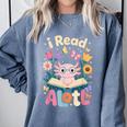 Reading Axolotl Book Lover Wildflowers Comfort Colors Sweatshirt Denim Reading Axolotl Book Lover Wildflowers Comfort Colors Sweatshirt Denim