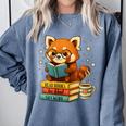 Reading Book Lover Red Panda Read Books Be Kind Stays Weird Comfort Colors Sweatshirt Denim