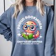 Reading Book Lovers Glasses Cartoon Worm Books Cute Bookworm Comfort Colors Sweatshirt Denim