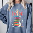 Reading Books Librarian Reader Nerd I'm Ok School Teacher Comfort Colors Sweatshirt Denim