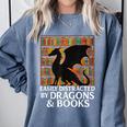 Reading Dragon Easily Distracted By Dragons And Books Comfort Colors Sweatshirt Denim Reading Dragon Easily Distracted By Dragons And Books Comfort Colors Sweatshirt Denim