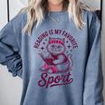 Reading Is My Favorite Sport Cat And Book Lover Women Comfort Colors Sweatshirt Denim