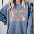 Reading Is My Favorite Sport Retro Groovy Book Lovers Comfort Colors Sweatshirt Denim