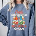 Reading Gnomes Cute Easily Distracted By Books And Gnomes Comfort Colors Sweatshirt Denim