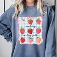 Reading Is My Jam Preppy Stawberry Bookworm Book Lover Nerd Comfort Colors Sweatshirt Denim