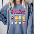 Reading Is My Jam Teacher Student Book Lovers Comfort Colors Sweatshirt Denim