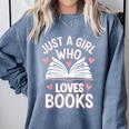 Reading Just A Girl Who Loves Books Comfort Colors Sweatshirt Denim