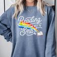 Reading Is The Key To Smart Book Lover Bookworm Reader Comfort Colors Sweatshirt Denim