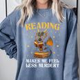 Reading Makes Me Feel Less Murdery Book Dragon Comfort Colors Sweatshirt Denim