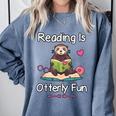 Reading Is Otterly Fun Sea Otter Book Loving Librarian Comfort Colors Sweatshirt Denim Reading Is Otterly Fun Sea Otter Book Loving Librarian Comfort Colors Sweatshirt Denim
