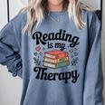 Reading Is My Therapy Book Lover Bookworm Comfort Colors Sweatshirt Denim Reading Is My Therapy Book Lover Bookworm Comfort Colors Sweatshirt Denim