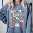 Reading Is Self-Care Book Lover Teacher Student Men Women Comfort Colors Sweatshirt Denim