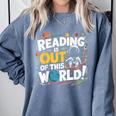 Reading Is Out Of This World Space Book Lover Kids Comfort Colors Sweatshirt Denim