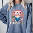 Readsolotl Axolotl Reading Book Lover Kawaii Bookworms Comfort Colors Sweatshirt Denim Readsolotl Axolotl Reading Book Lover Kawaii Bookworms Comfort Colors Sweatshirt Denim
