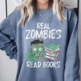Real Zombies Read Books Zombie Comfort Colors Sweatshirt Denim