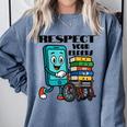 Respect Elders Cellphone Pushing Books In a Wheelchair Comfort Colors Sweatshirt Denim