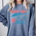 Retro Book Girl Summer Beach Vacation For Book Lover Comfort Colors Sweatshirt Denim