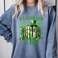 Retro Book Lucky Reading Teacher St Patrick's Day -Adults Small Cotton Blend Polyester Blend Short Sleeve Comfort Colors Sweatshirt Denim