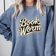 Retro Book Worm Reading For Book Lovers Comfort Colors Sweatshirt Denim Retro Book Worm Reading For Book Lovers Comfort Colors Sweatshirt Denim