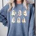 Retro Ghost Reading Books Halloween Bookish Ghost Bookworm Comfort Colors Sweatshirt Denim Retro Ghost Reading Books Halloween Bookish Ghost Bookworm Comfort Colors Sweatshirt Denim