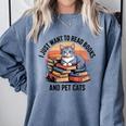 Retro I Just Want To Read Books And Pet Cats Cat Comfort Colors Sweatshirt Denim