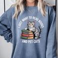 Retro I Just Want To Read Books And Pet Cats Comfort Colors Sweatshirt Denim Retro I Just Want To Read Books And Pet Cats Comfort Colors Sweatshirt Denim