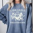 Retro Libraries Are For Everyone Racoon Reading Book Lover Comfort Colors Sweatshirt Denim