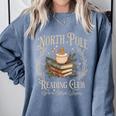 Retro North Pole Reading Club Hot Cocoa Book Lovers Xmas Comfort Colors Sweatshirt Denim Retro North Pole Reading Club Hot Cocoa Book Lovers Xmas Comfort Colors Sweatshirt Denim