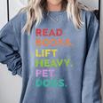 Retro Read Books Lift Heavy Pet Dogs Gym Book Lover Comfort Colors Sweatshirt Denim