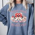 Retro Read Your Heart Out Valentine’s Day Teacher Book Lover Comfort Colors Sweatshirt Denim