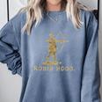Robin Hood The Archer Book Cover Illustration In Gold Comfort Colors Sweatshirt Denim