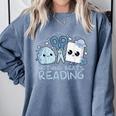 Rock Paper Scissors Nothing Beats Reading Book Lover Comfort Colors Sweatshirt Denim