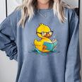 Rubber Duck Reading Book Reader Books Rubber Duckie Comfort Colors Sweatshirt Denim