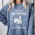 Run Like Mr Collins Just Proposed Books And Running Comfort Colors Sweatshirt Denim