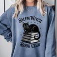 Salem Witch Book Club Bookish Halloween Cat Women Comfort Colors Sweatshirt Denim