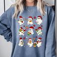 Santa Ghost Reading Books Christmas Library Teacher Comfort Colors Sweatshirt Denim Santa Ghost Reading Books Christmas Library Teacher Comfort Colors Sweatshirt Denim