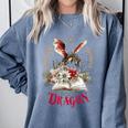 Santa's Favorite Book Dragon Christmas Magic Comfort Colors Sweatshirt Denim