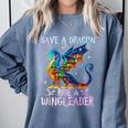 Save A Dragon Ride A Wingleader Books Dragon Lover Cute Comfort Colors Sweatshirt Denim