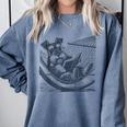 Schnauzer Hammock Reading Book Schnauzer Glasses Comfort Colors Sweatshirt Denim