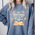 She Blooms Among The Pages Women Mom Wife Floral Book Quote Comfort Colors Sweatshirt Denim She Blooms Among The Pages Women Mom Wife Floral Book Quote Comfort Colors Sweatshirt Denim