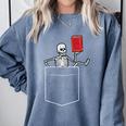 Skeleton Books Read Book Reading Librarian Across America Comfort Colors Sweatshirt Denim
